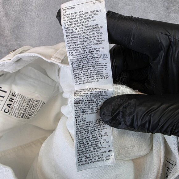 GAP Jeans Womens 4P 27 Optic White Kick Fit High Rise Raw Hem Cropped Petite - Picture 12 of 13